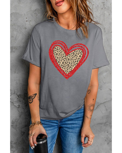 Azura Exchange Leopard Heart Graphic T-shirt - 2XL