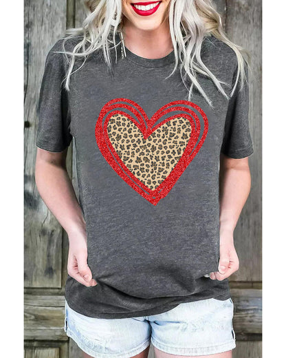 Azura Exchange Leopard Heart Graphic T-shirt - L