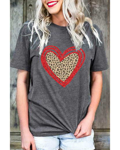 Azura Exchange Leopard Heart Graphic T-shirt - L