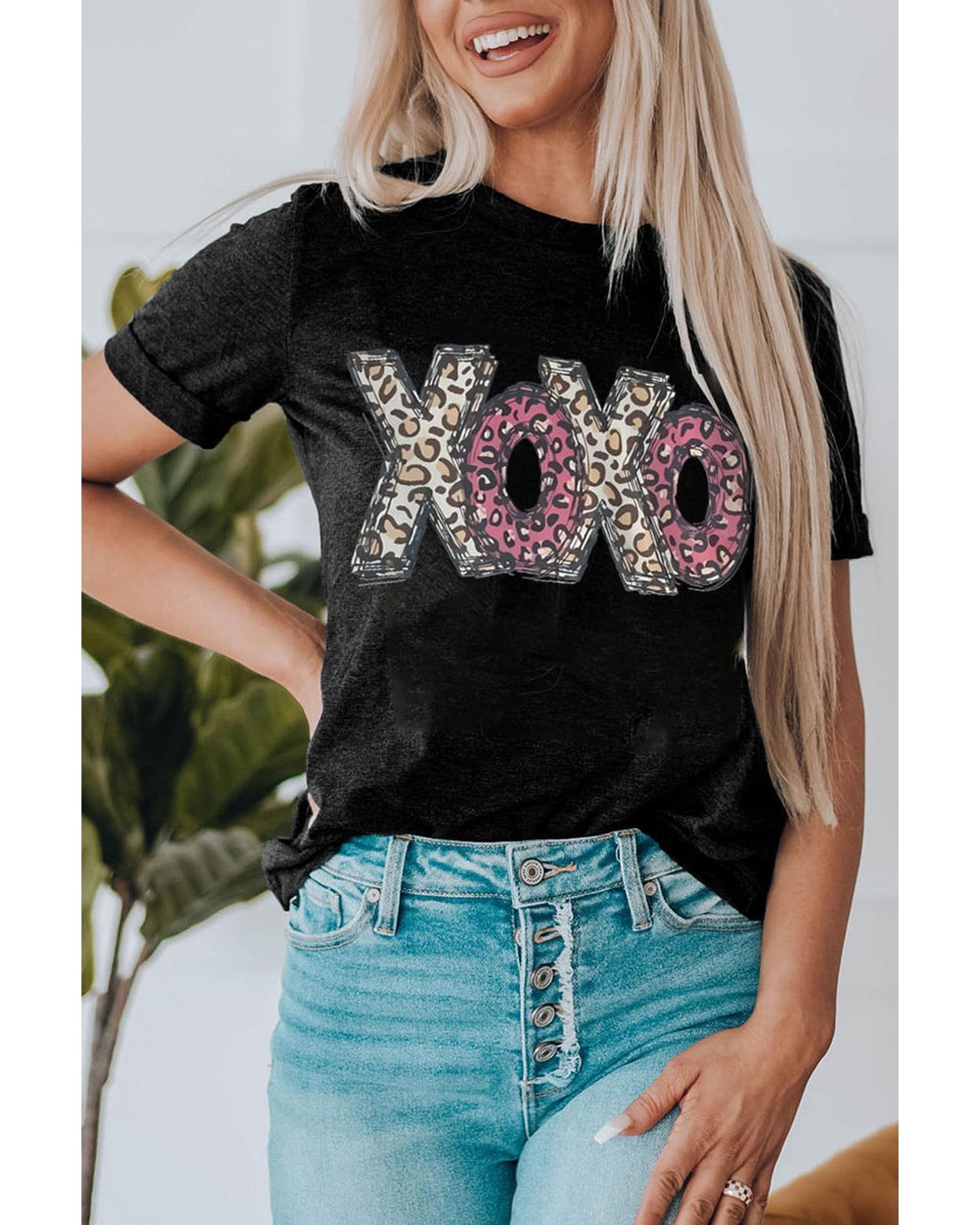 Azura Exchange Leopard Letter Print T Shirt - XL