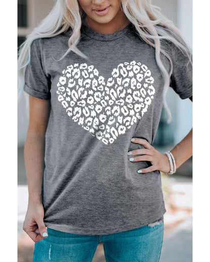 Azura Exchange Leopard Kiss Print Valentines Heart Graphic Tee - 2XL