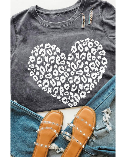 Azura Exchange Leopard Kiss Print Valentines Heart Graphic Tee - L