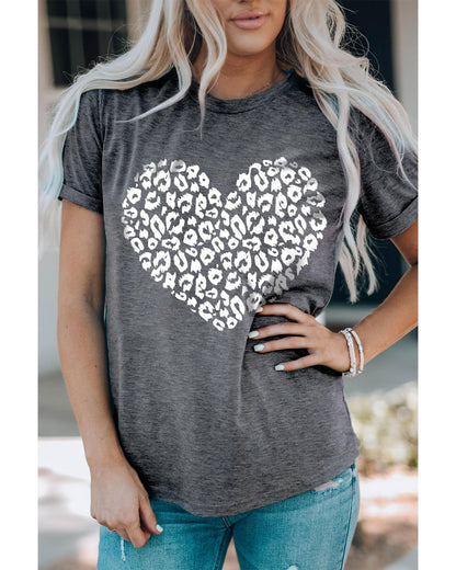 Azura Exchange Leopard Kiss Print Valentines Heart Graphic Tee - M