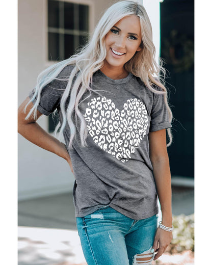 Azura Exchange Leopard Kiss Print Valentines Heart Graphic Tee - S