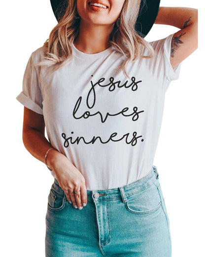 Azura Exchange Jesus Loves Sinners Funny T-Shirt - S