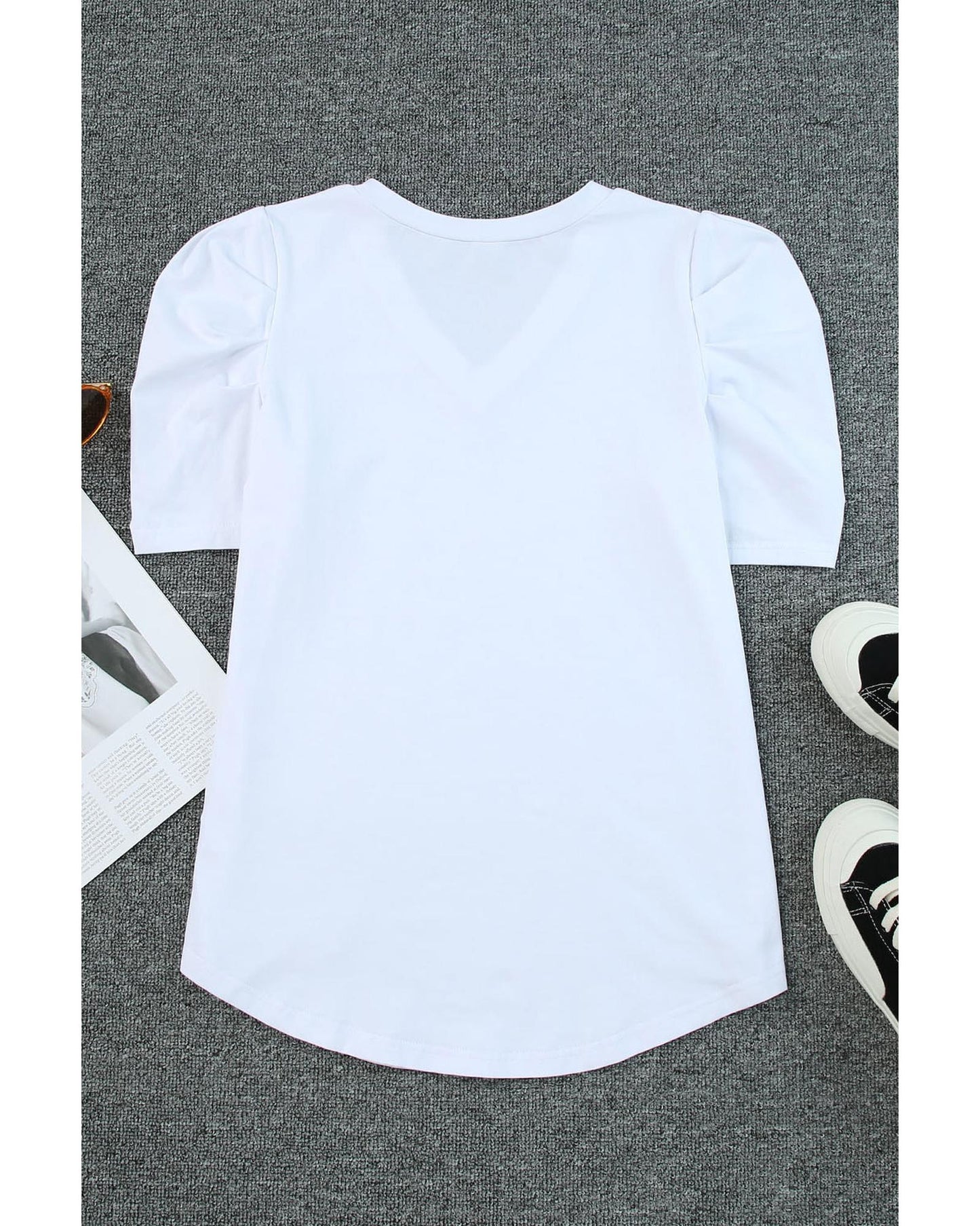 Azura Exchange V-Neck Puff Sleeve T-Shirt - XL