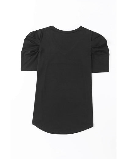 Azura Exchange V-Neck Puff Sleeve T-Shirt - M