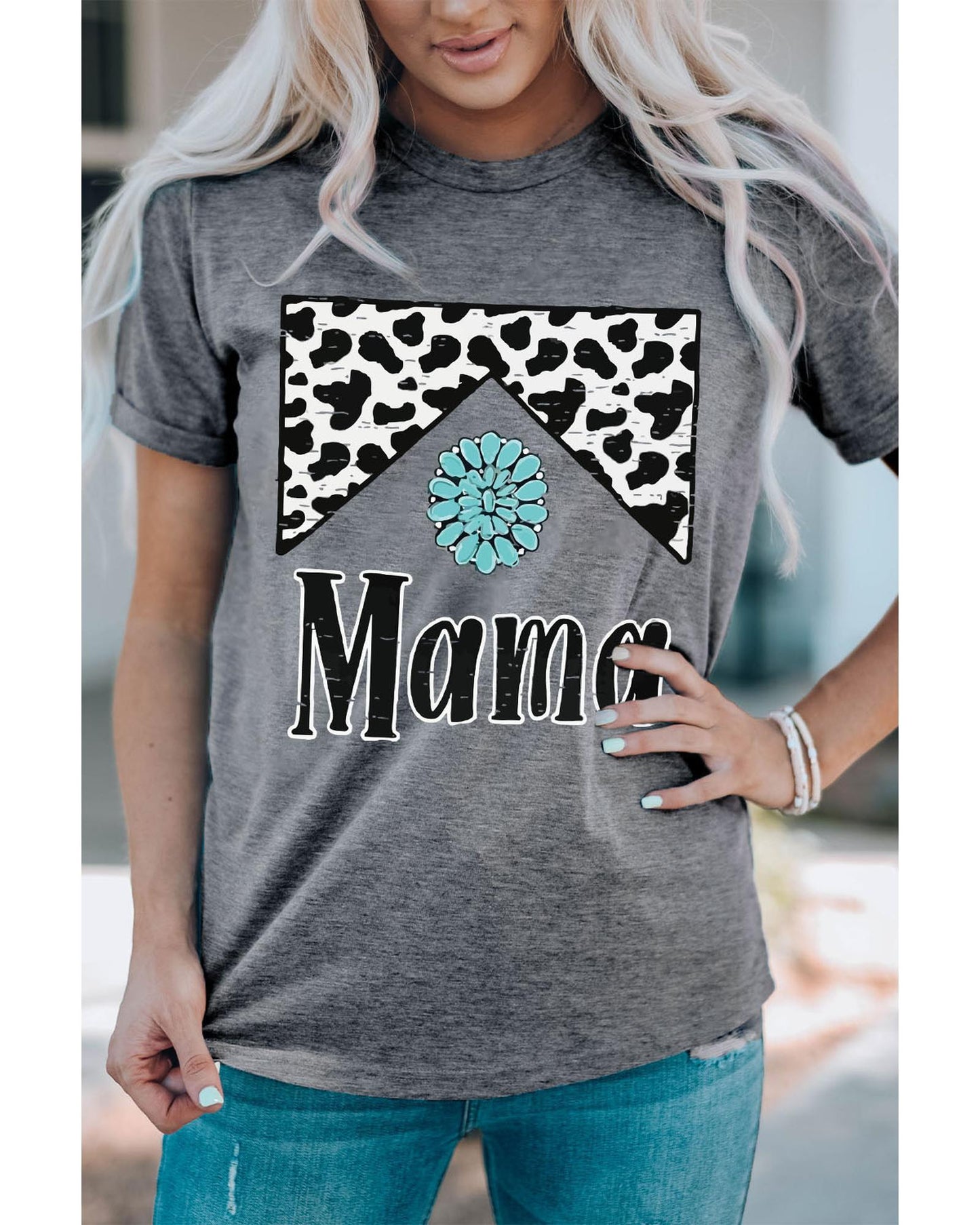 Azura Exchange Leopard Turquoise Bead Mama Graphic T-shirt - 2XL