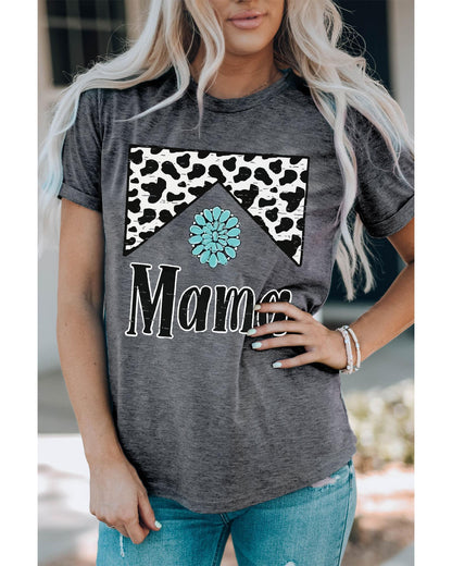 Azura Exchange Leopard Turquoise Bead Mama Graphic T-shirt - L