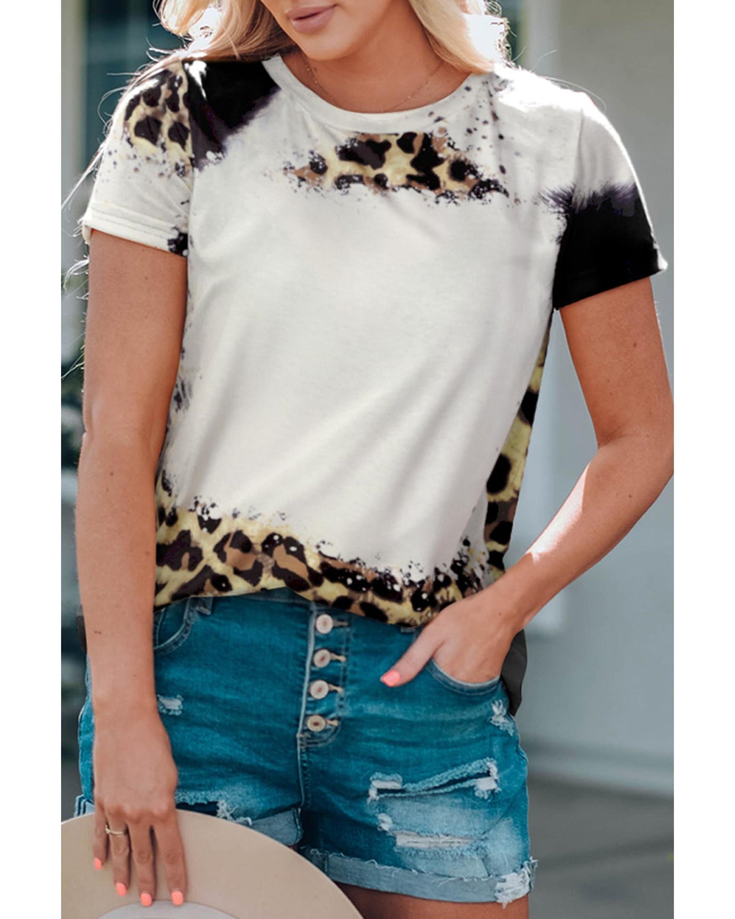 Azura Exchange Leopard Short Sleeve Top - S