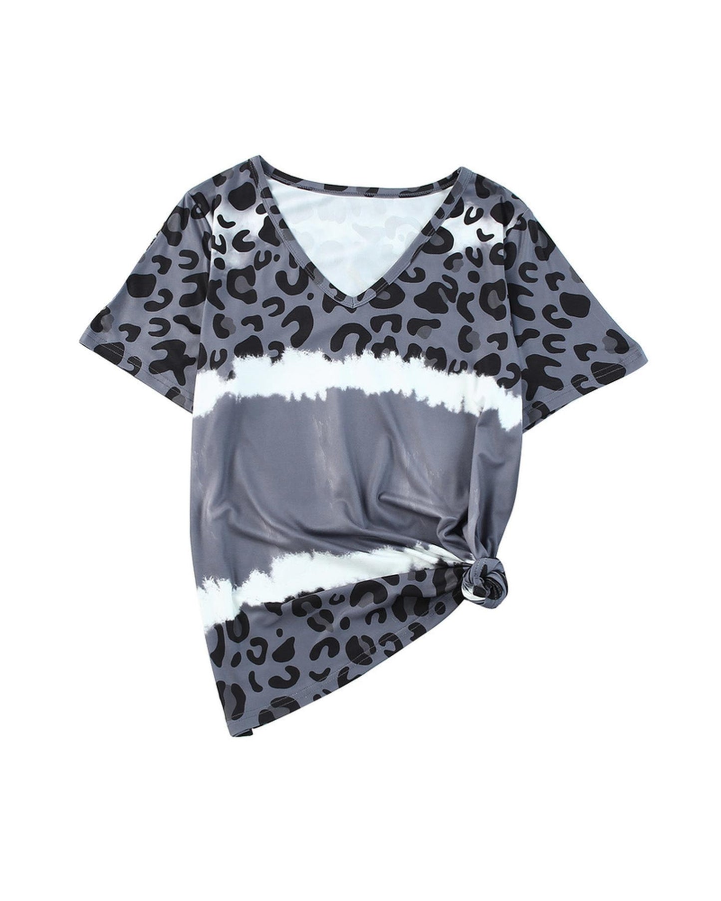 Azura Exchange Leopard Patchwork Short Sleeve Top - L