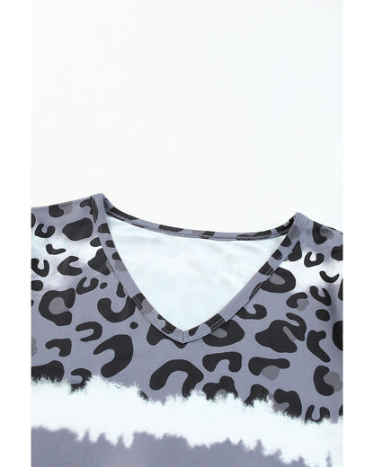 Azura Exchange Leopard Patchwork Short Sleeve Top - S