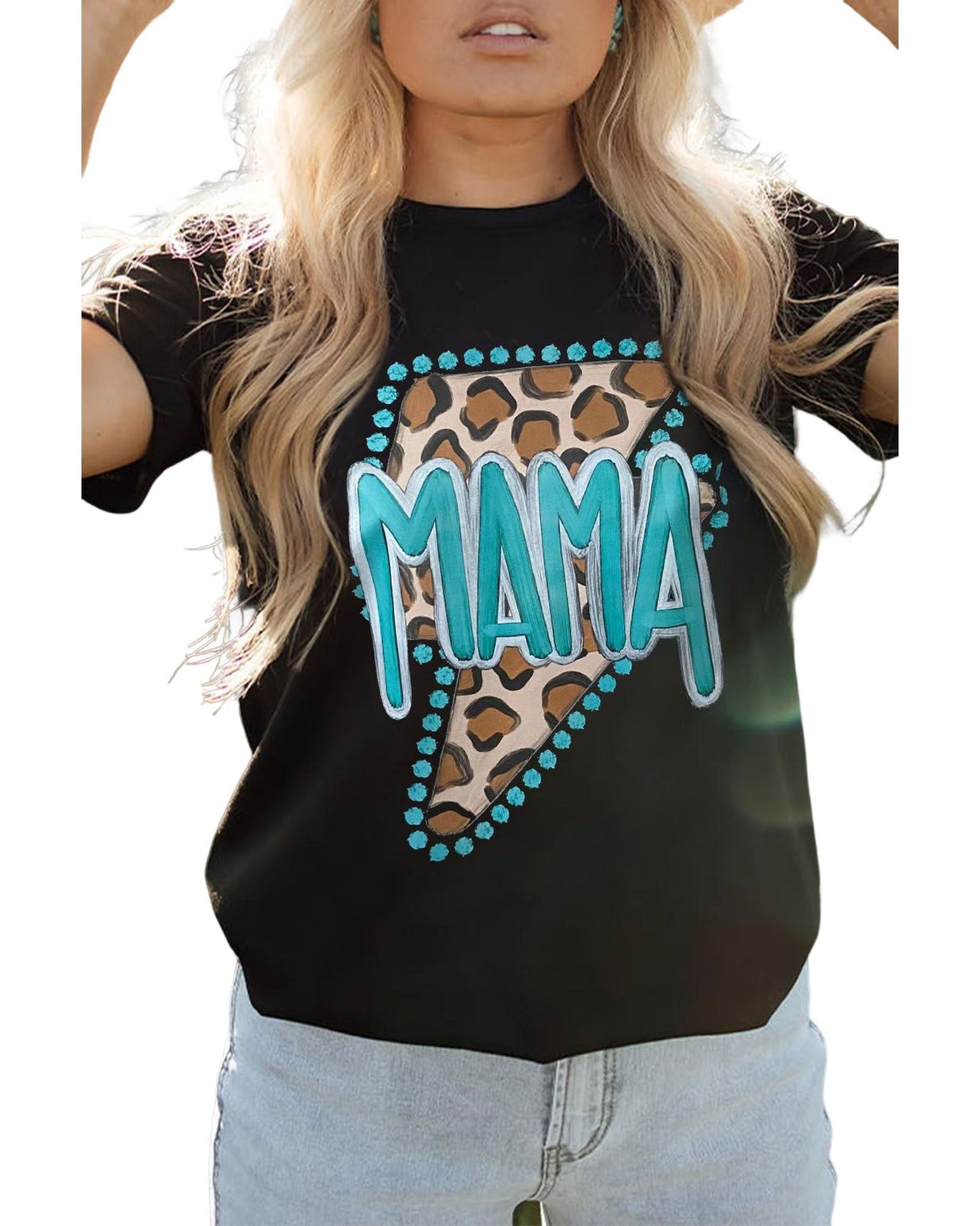 Azura Exchange MAMA Leopard Lightening Graphic Tee - M