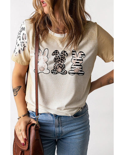 Azura Exchange Easter Bunny Leopard Bleached Print Graphic Tee - L