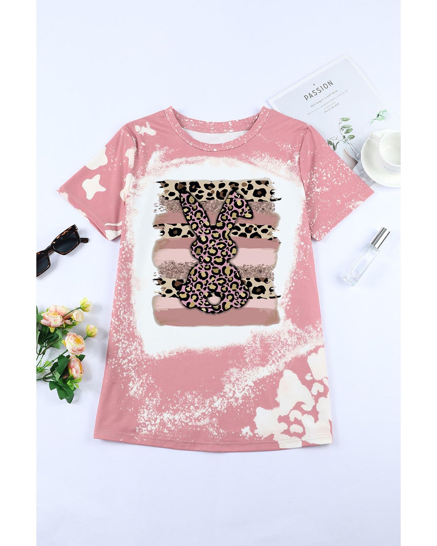 Azura Exchange Leopard Rabbit Tie Dye Graphic T-Shirt - M