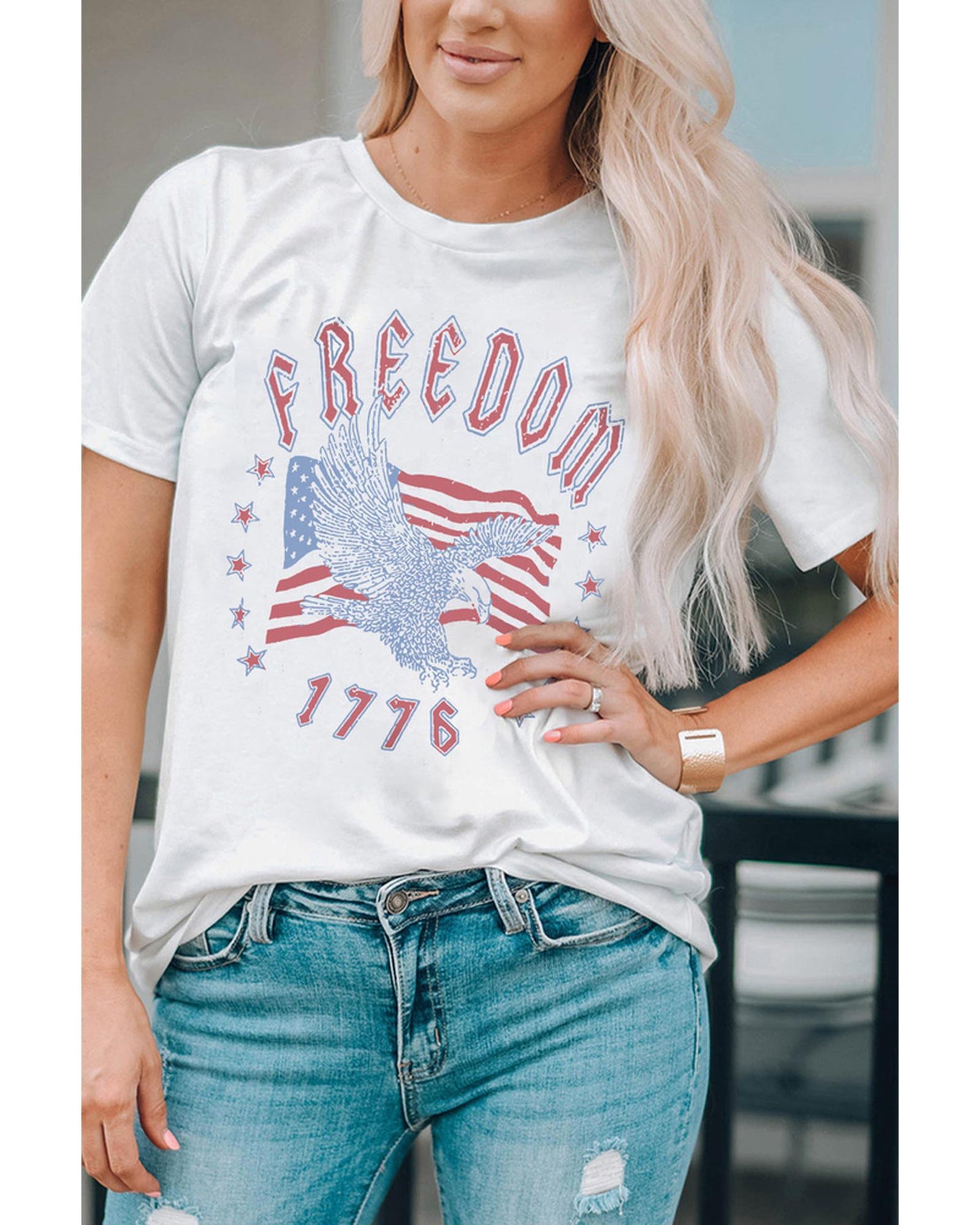 Azura Exchange Eagle Flag Print 1776 Graphic Tee - L