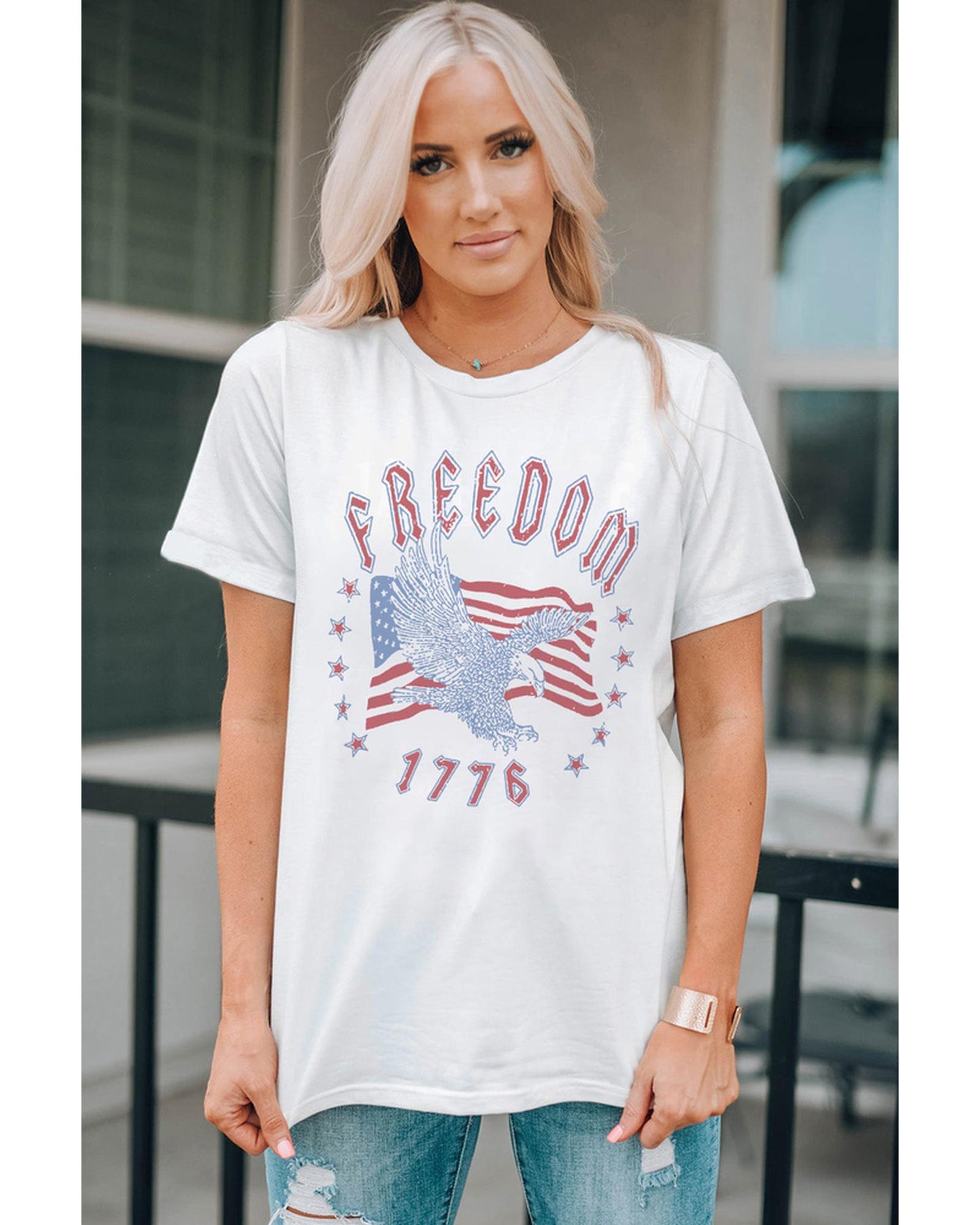 Azura Exchange Eagle Flag Print 1776 Graphic Tee - L