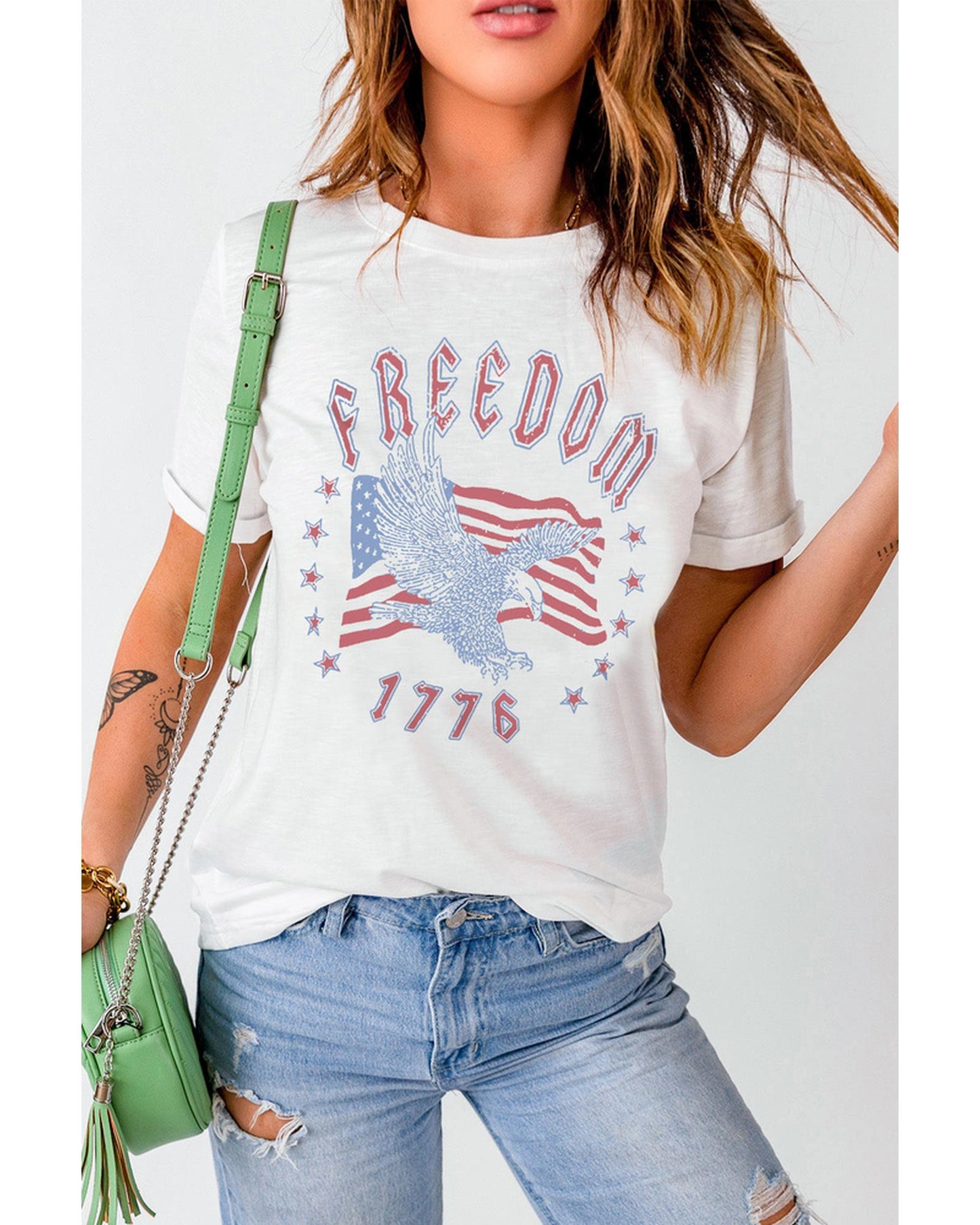 Azura Exchange Eagle Flag Print 1776 Graphic Tee - L