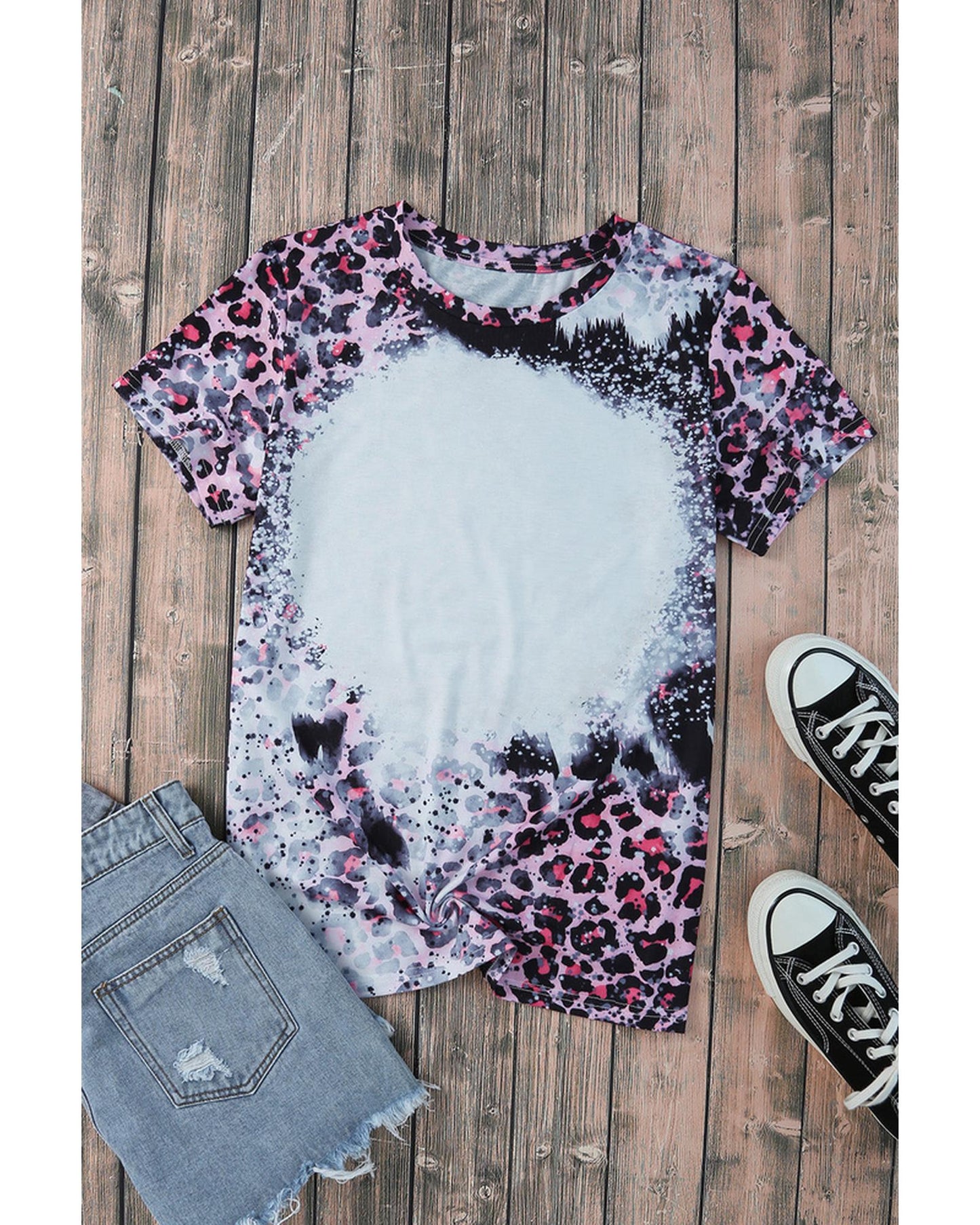 Azura Exchange Leopard Print Bleached Tee - S