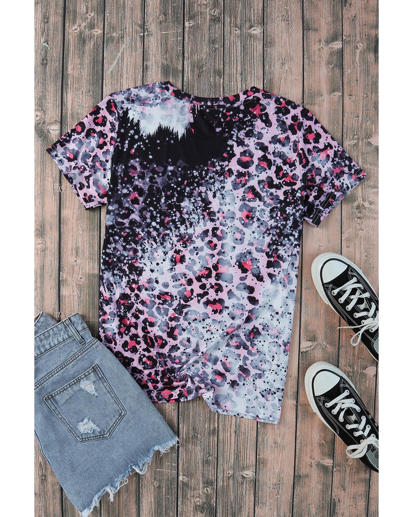 Azura Exchange Leopard Print Bleached Tee - S