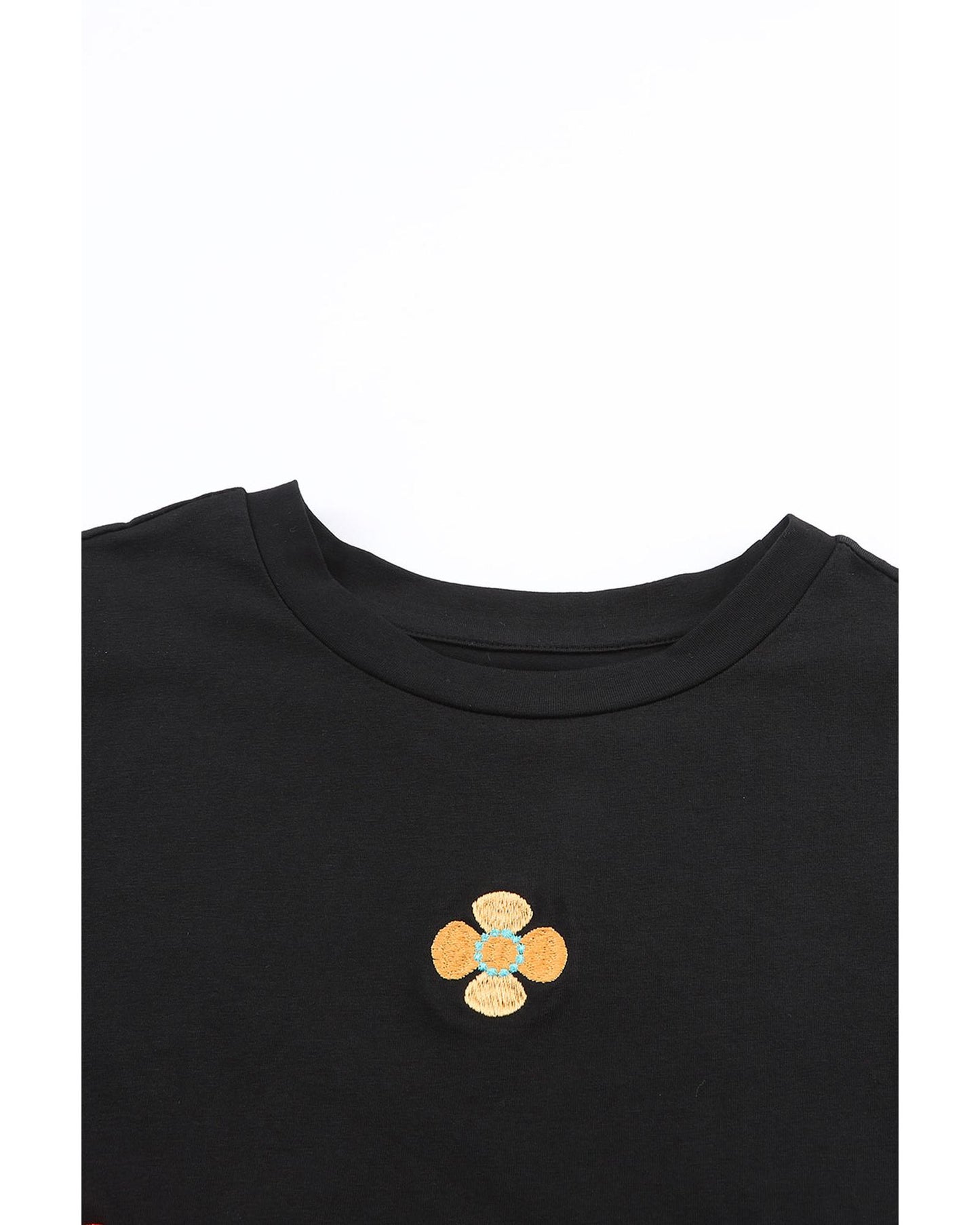 Azura Exchange Embroidered Flower Short Sleeve Tee - XL