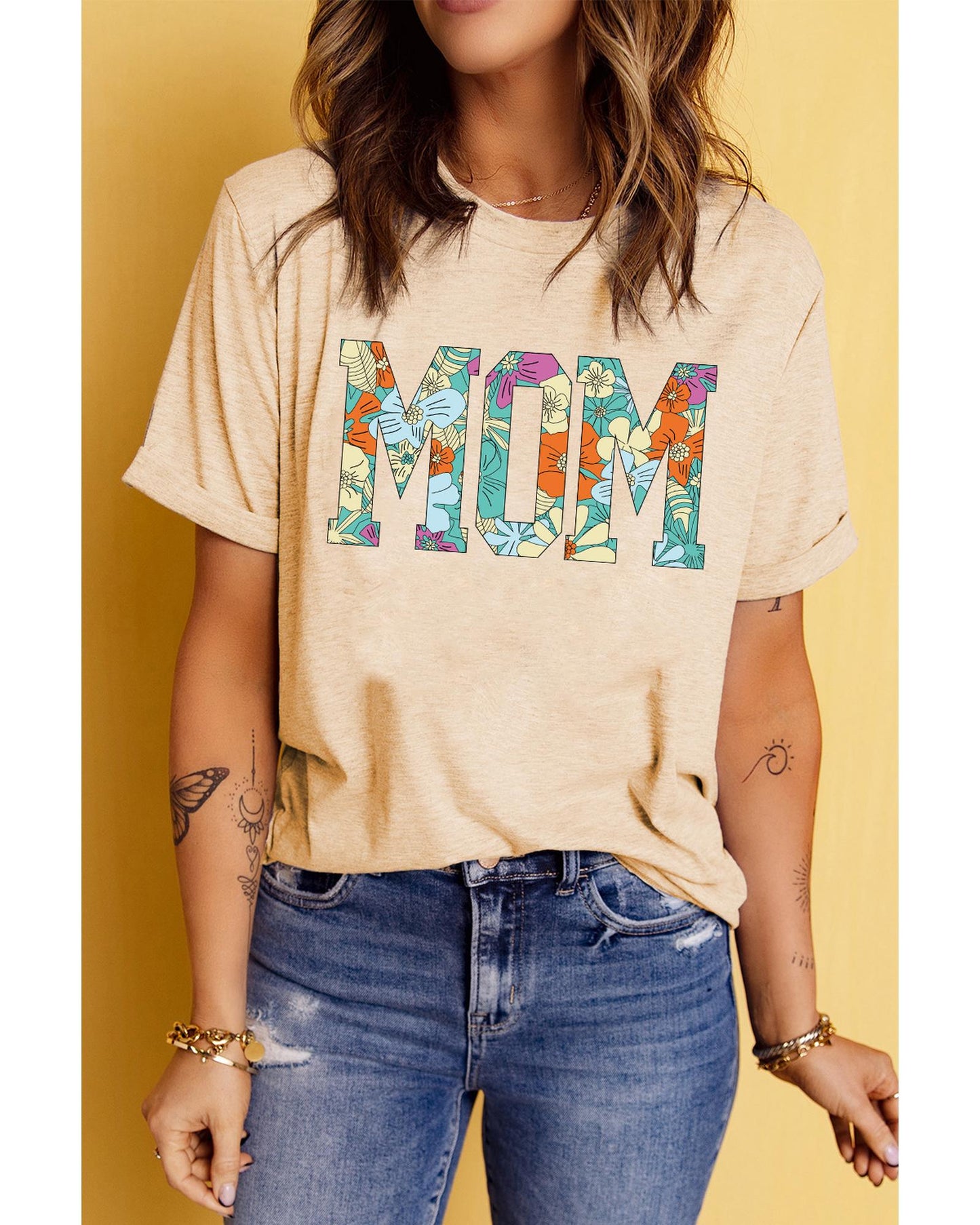 Azura Exchange Floral Letter Print T Shirt - 2XL