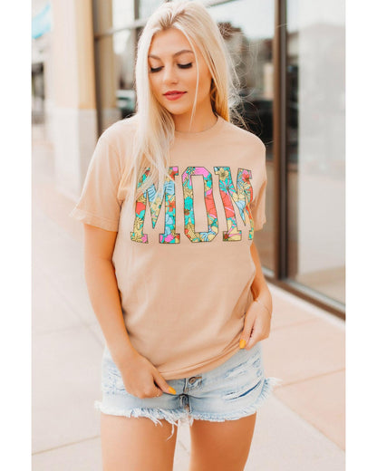 Azura Exchange Floral Letter Print T Shirt - M