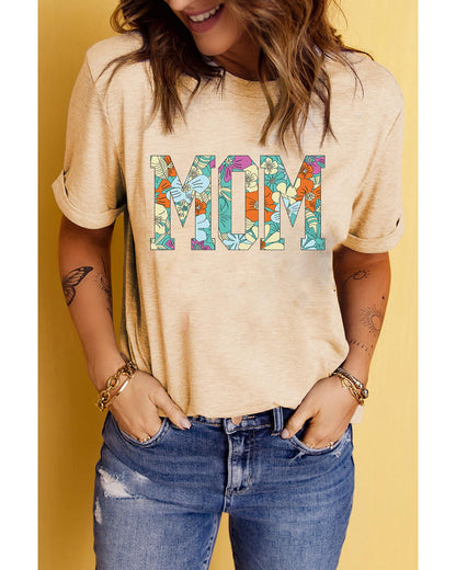 Azura Exchange Floral Letter Print T Shirt - M