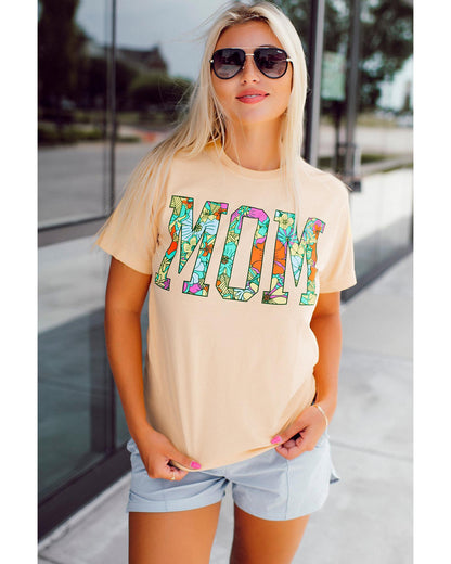 Azura Exchange Floral Letter Print T Shirt - M