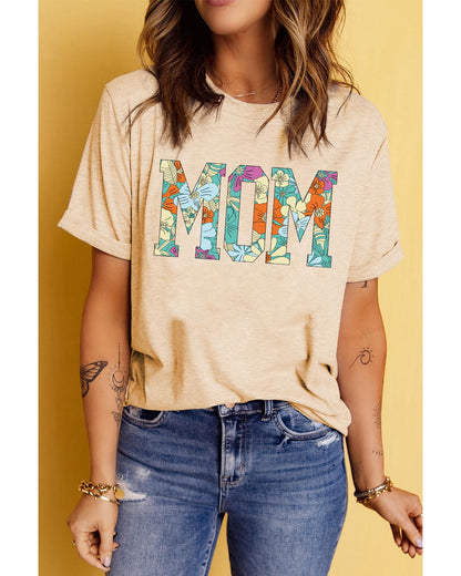 Azura Exchange Floral Letter Print T Shirt - M