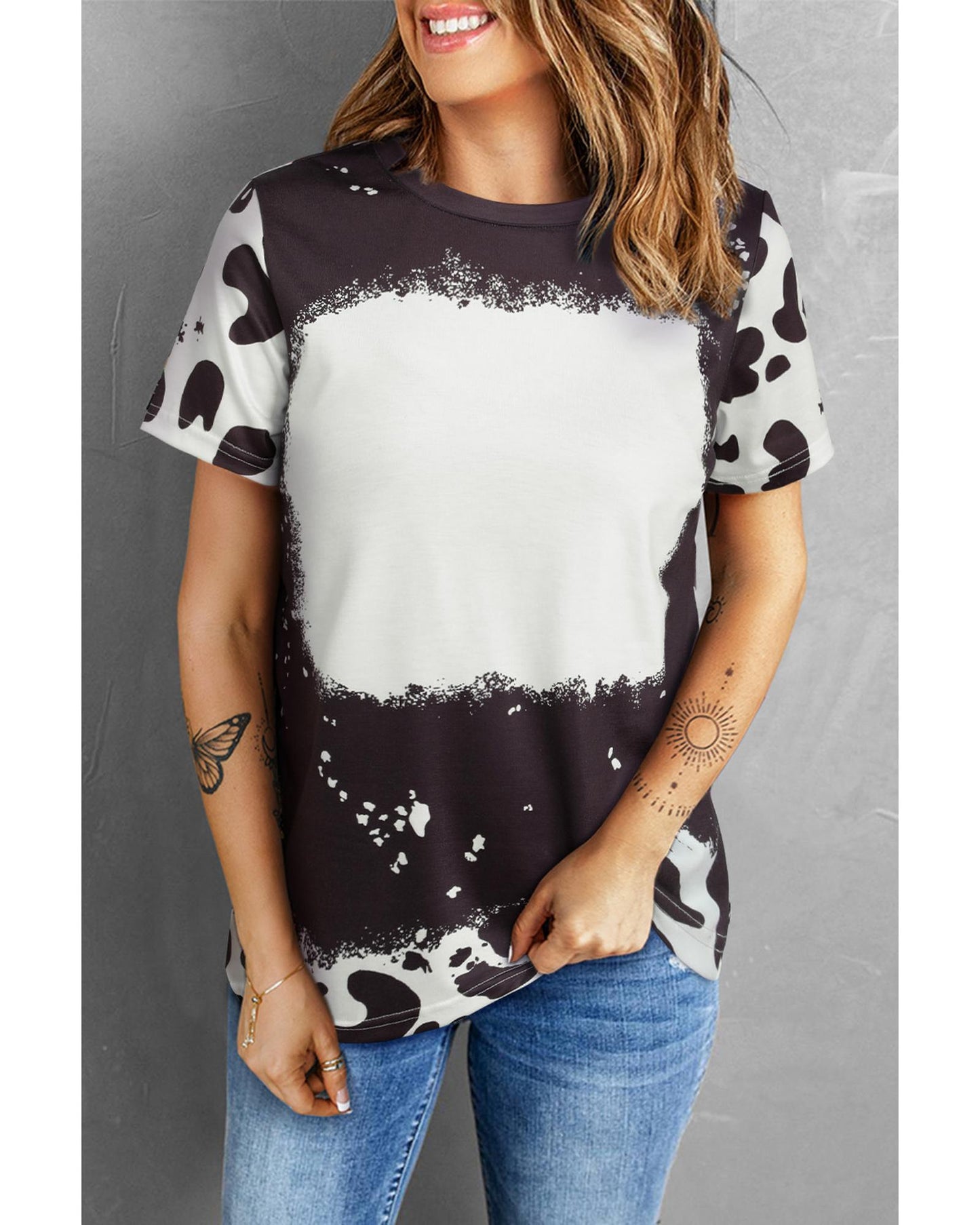 Azura Exchange Tie Dye Bleached Crew Neck T-Shirt - S