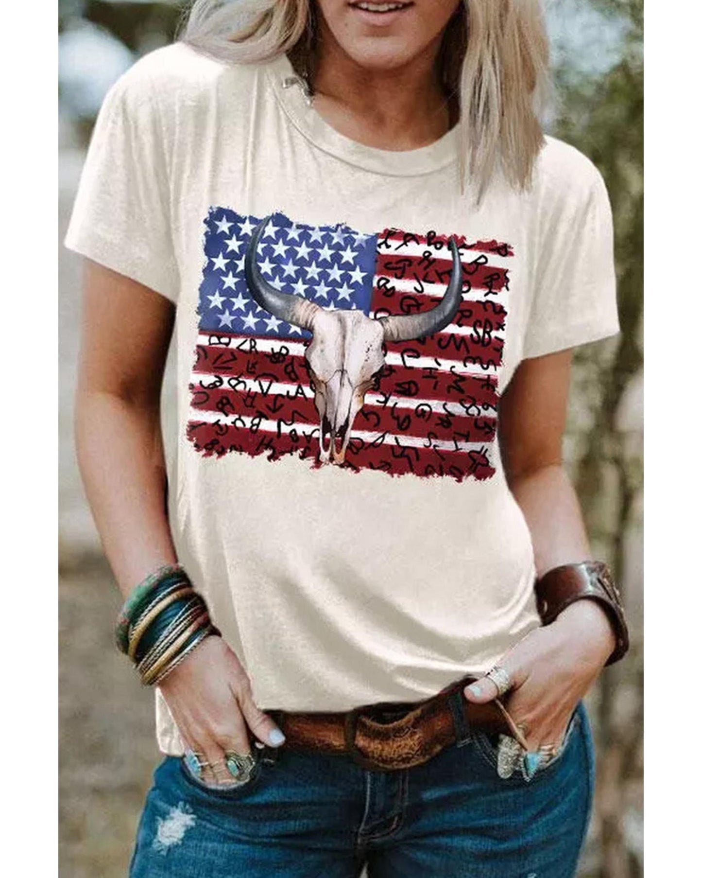 Azura Exchange American Flag Graphic Tee - L