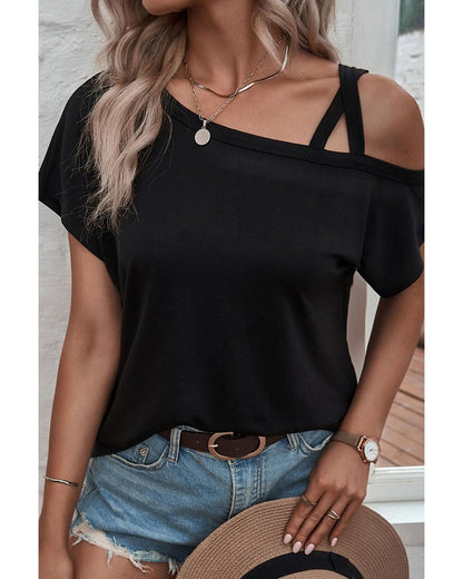 Azura Exchange Criss Cross One Shoulder T Shirt - M