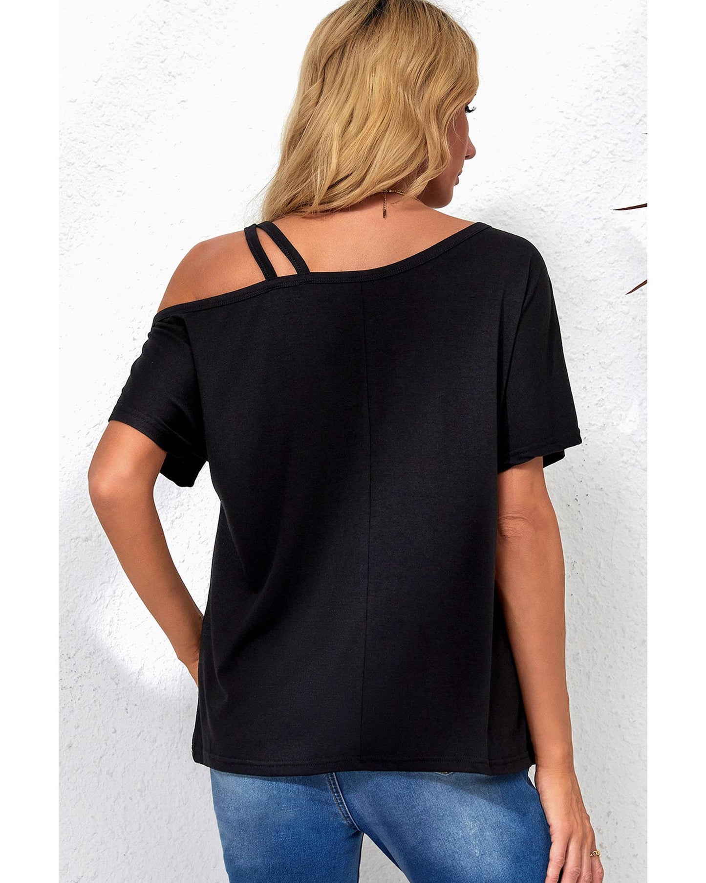 Azura Exchange Criss Cross One Shoulder T Shirt - M