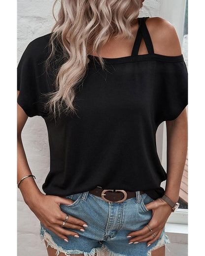 Azura Exchange Criss Cross One Shoulder T Shirt - S