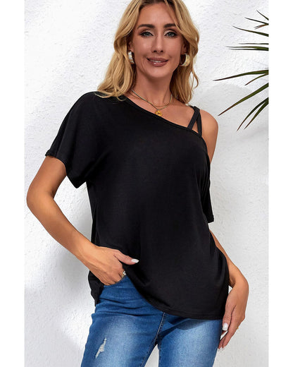 Azura Exchange Criss Cross One Shoulder T Shirt - S