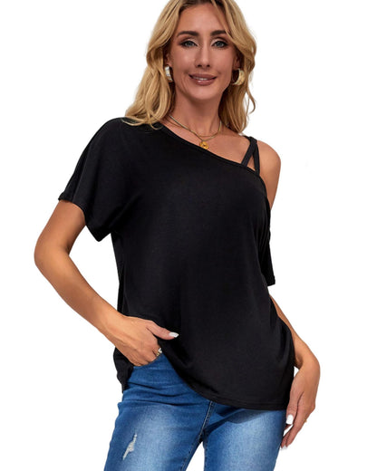 Azura Exchange Criss Cross One Shoulder T Shirt - XL