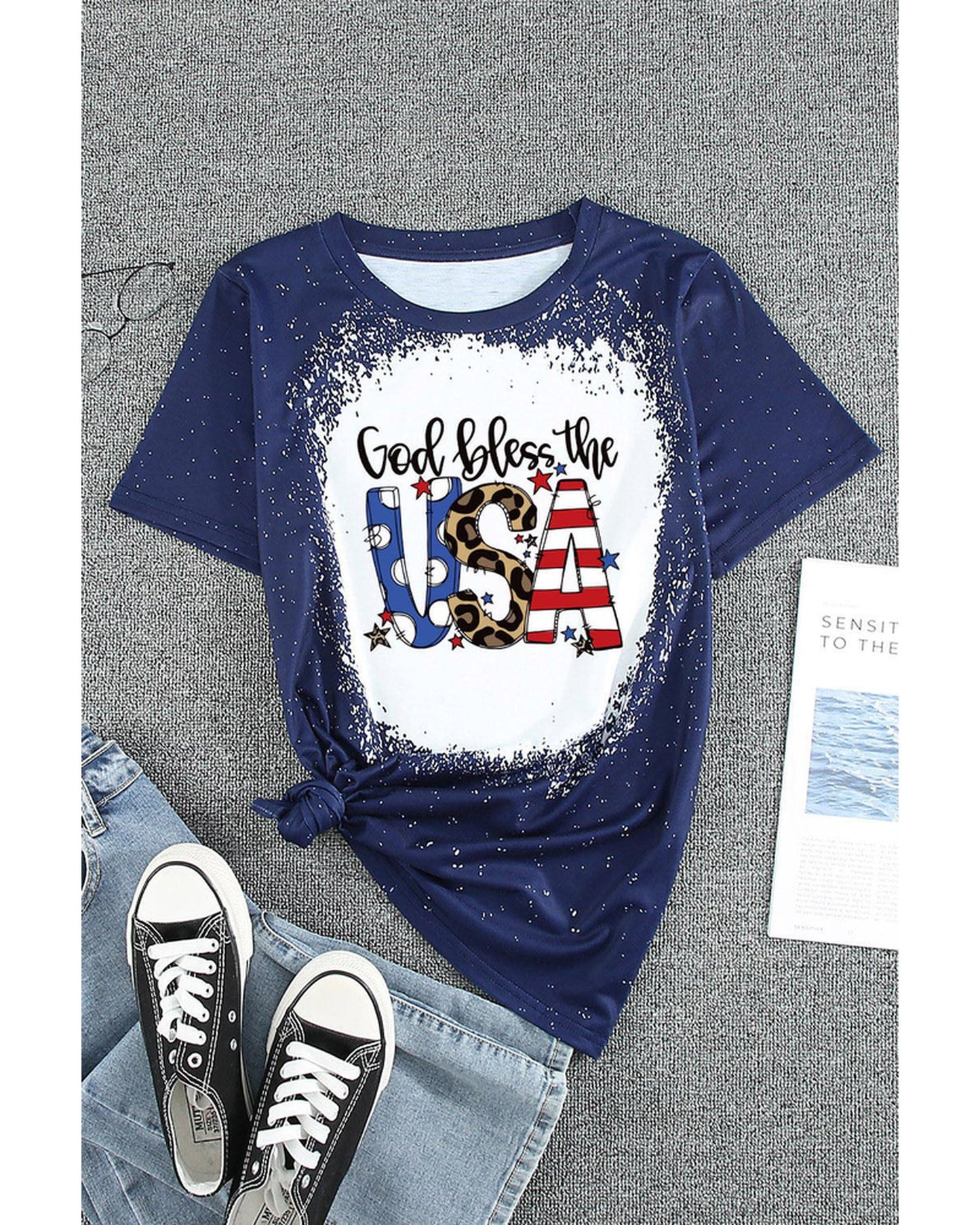 Azura Exchange God Bless the USA Print T-Shirt - S