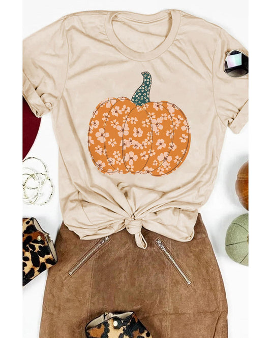 Azura Exchange Floral Pumpkin Graphic Tee - L