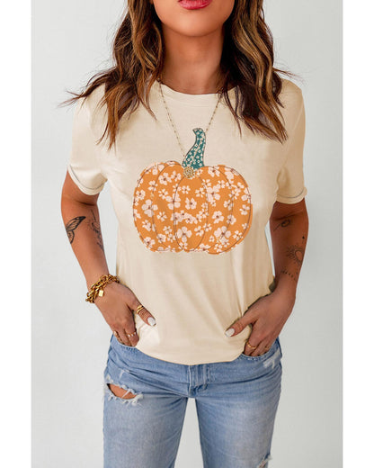 Azura Exchange Floral Pumpkin Graphic Tee - L