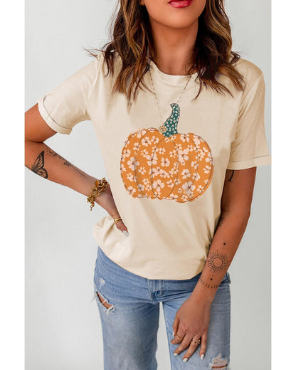 Azura Exchange Floral Pumpkin Graphic Tee - L