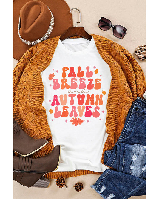 Azura Exchange Graphic Tee with Fall Breeze and Autumn Leaves Design - M