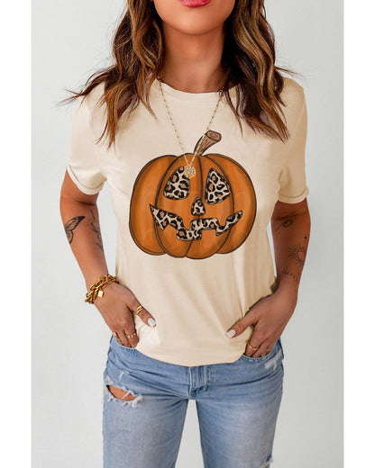 Azura Exchange Leopard Pumpkin Print T Shirt - M