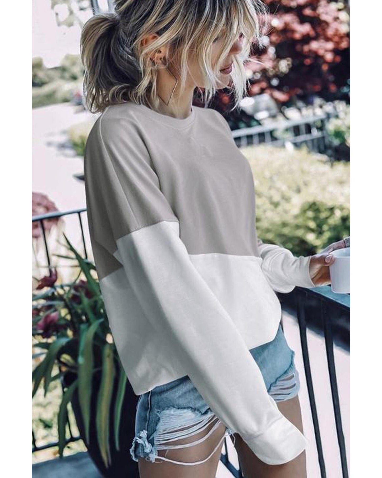 Azura Exchange Patchwork Dropped Shoulder Sweatshirt - M