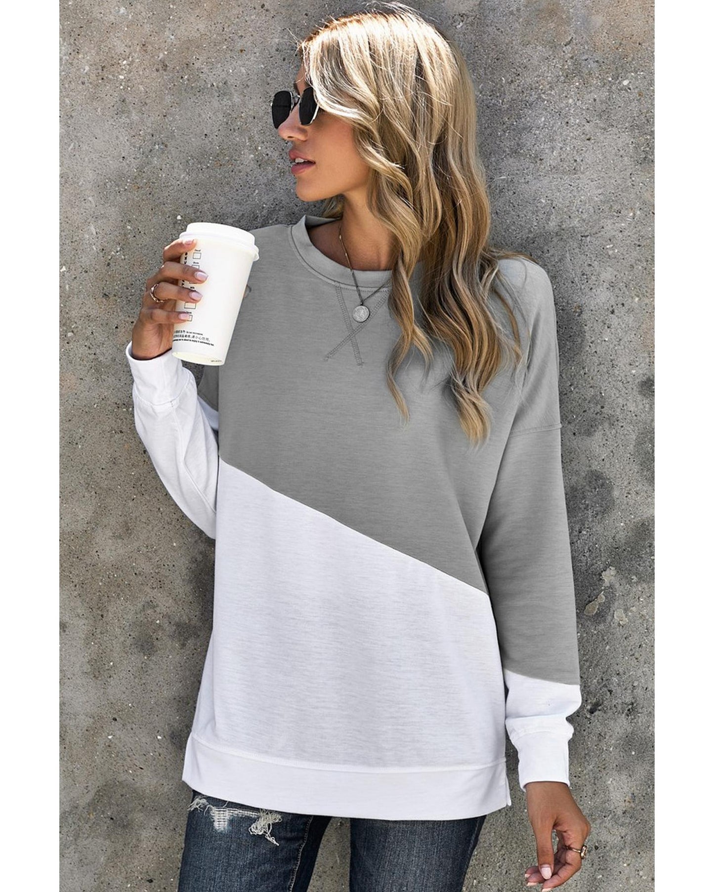 Azura Exchange Patchwork Dropped Shoulder Sweatshirt - S