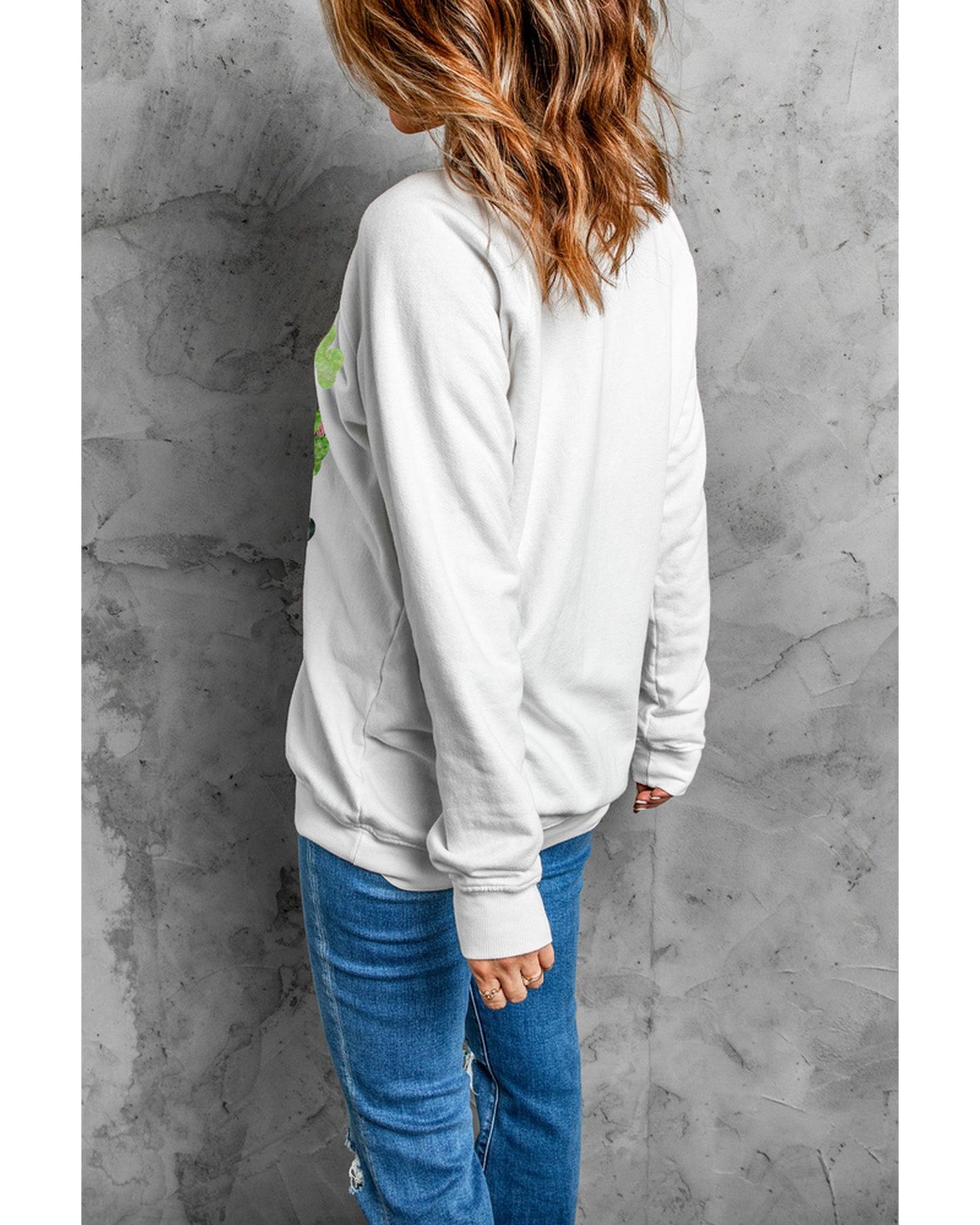 Azura Exchange Clover Print Long Sleeve Sweatshirt - S