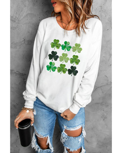 Azura Exchange Clover Print Long Sleeve Sweatshirt - S