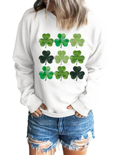 Azura Exchange Clover Print Long Sleeve Sweatshirt - S