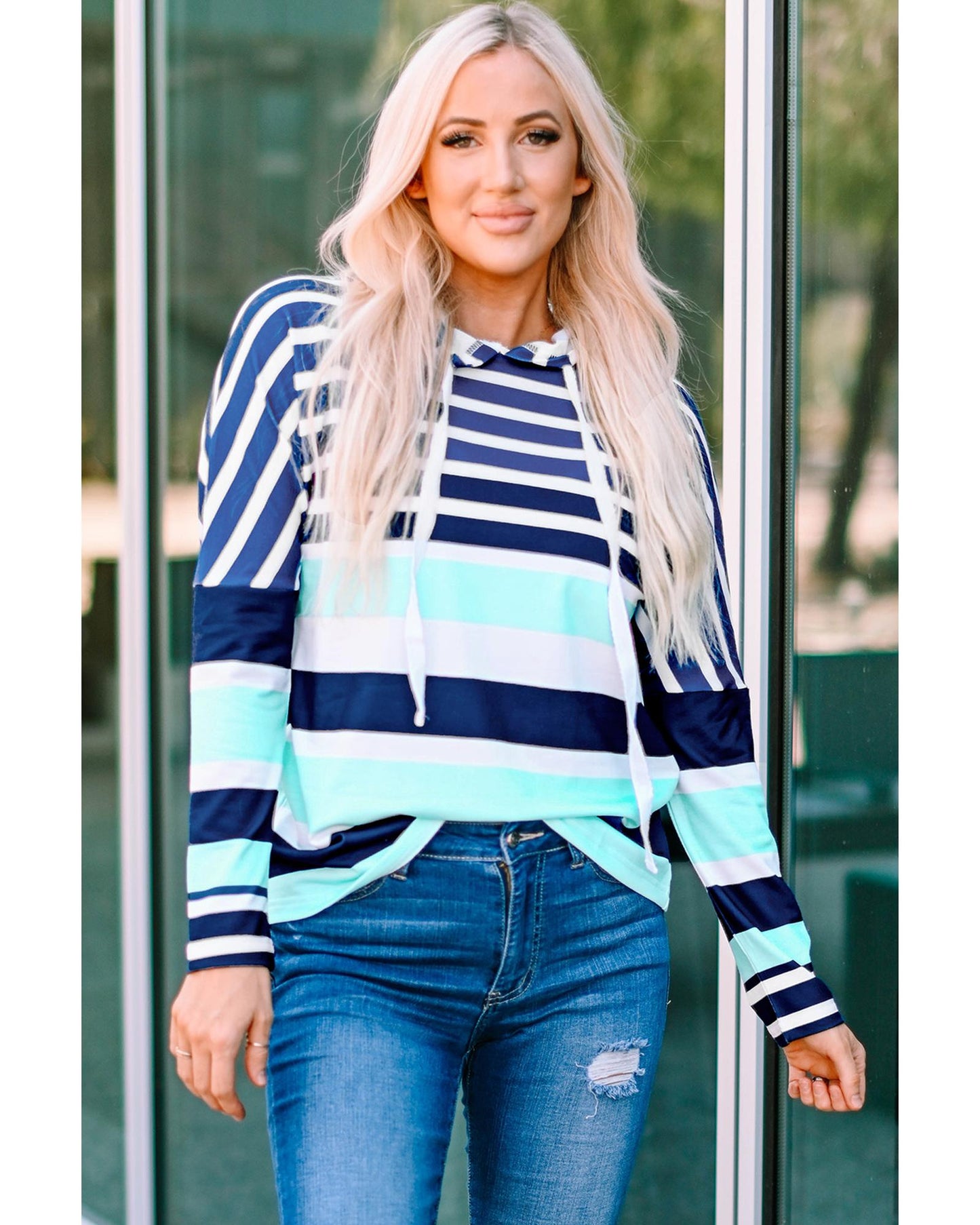 Azura Exchange Striped Drawstring Hoodie - 2XL