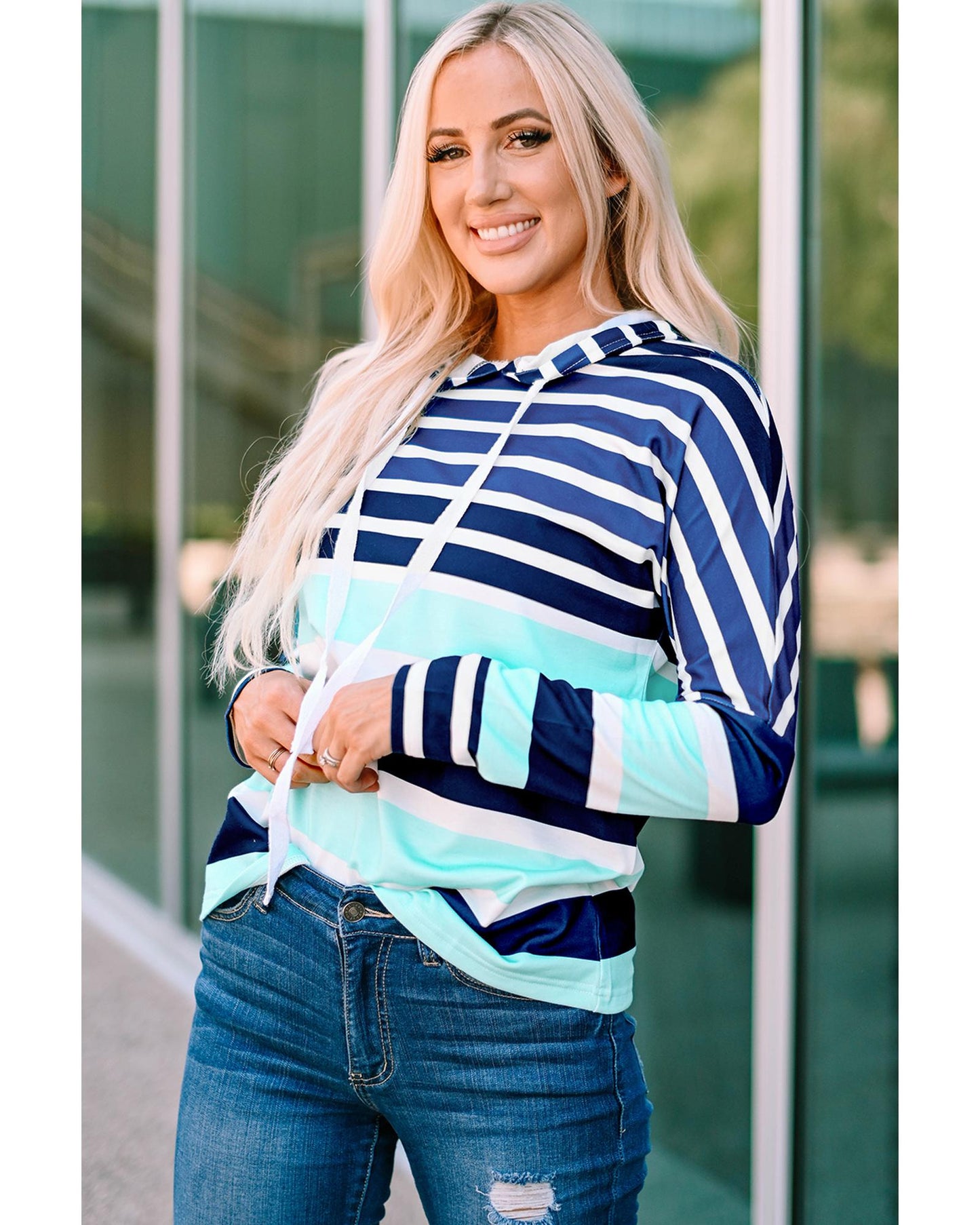 Azura Exchange Striped Drawstring Hoodie - 2XL